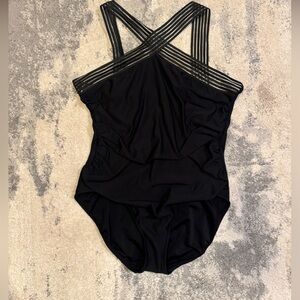 Aqua Green Black Swimsuit